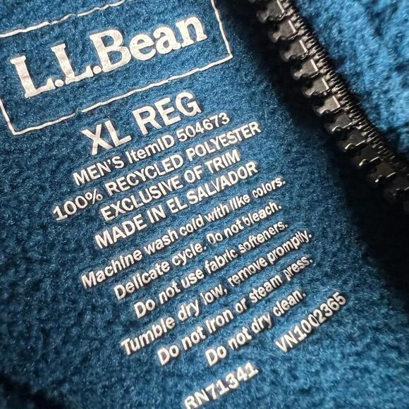 L.L.Bean Men’s XL Blue & Black Fleece Pullover Jacket – Recycled Polyester - Picture 5 of 7